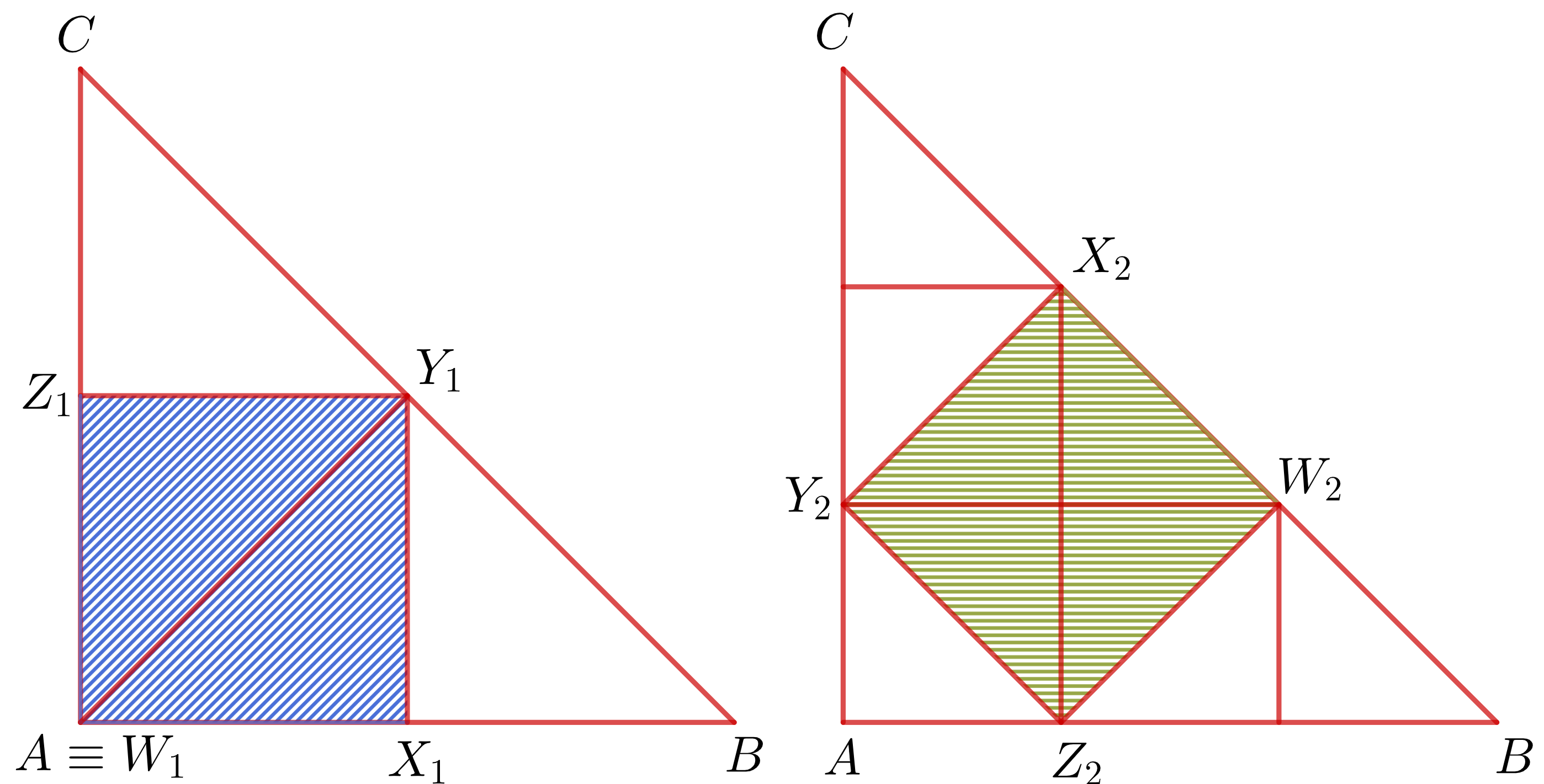 Obrázok 1: Servítky rozdelené na menšie trojuholníky